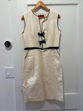 Carolina Herrera White Dress with Black Piping